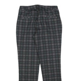 CARNABY Womens Cotton Blend Slim Black Grey Check Trousers W26 L26 Stylish