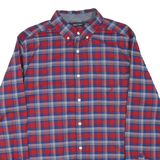 NAUTICA Mens Red & Blue Check Shirt L Cotton Blend Long Sleeve Button Down