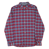 NAUTICA Mens Red & Blue Check Shirt L Cotton Blend Long Sleeve Button Down