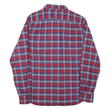 NAUTICA Mens Red & Blue Check Shirt L Cotton Blend Long Sleeve Button Down