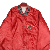 Womens Red Plain Varsity Jacket M Nylon Bomber Zip Retro Casual Lightweight