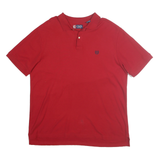 CHAPS Mens Red Short Sleeve Polo Shirt XL Plain Cotton Casual