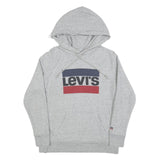 LEVI'S Womens Grey Cotton Blend Logo Pullover Hoodie S Casual Sweatshirt