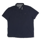TOMMY HILFIGER Mens Blue Polo Shirt L Classic Cotton Blend Short Sleeve Casual