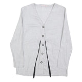 PAULA JANZ Womens Grey Wool Blend Button Top Long Sleeve V-Neck XS Stylish