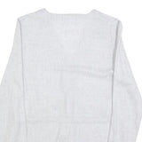 PAULA JANZ Womens Grey Wool Blend Button Top Long Sleeve V-Neck XS Stylish