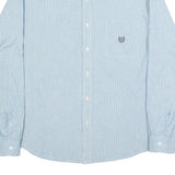 CHAPS Mens Blue & White Check Shirt L Long Sleeve Button Cotton Blend
