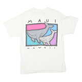 HANES Mens White Maui Hawaii Graphic T-Shirt M Short Sleeve Crew Neck Cotton
