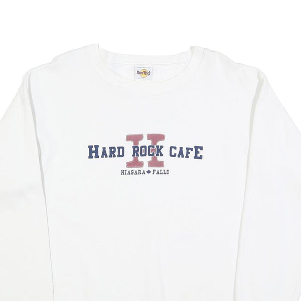 HARD ROCK CAFE Mens White Niagara Falls Crew Neck L Cotton Blend Sweatshirt