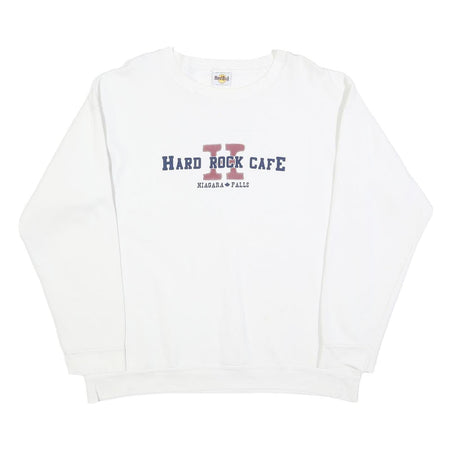 HARD ROCK CAFE Mens White Niagara Falls Crew Neck L Cotton Blend Sweatshirt