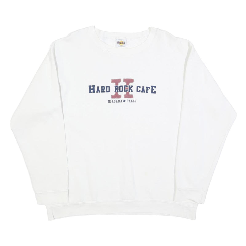 HARD ROCK CAFE Mens White Niagara Falls Crew Neck L Cotton Blend Sweatshirt