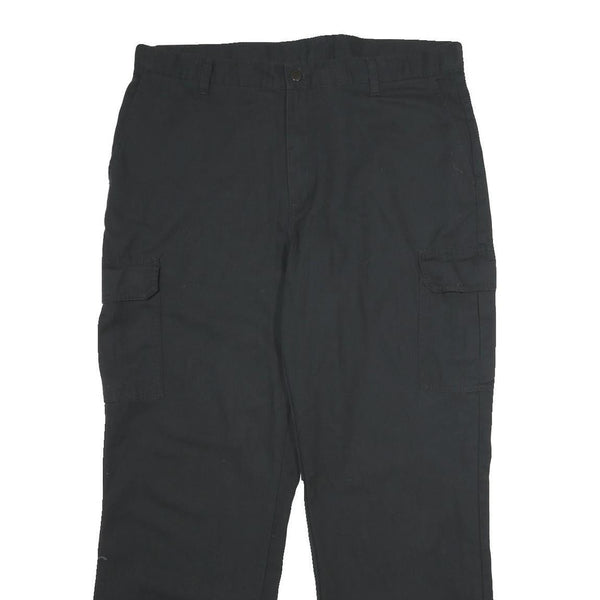 DICKIES Mens Regular Black Cargo Trousers W36 L32 Polyester Blend Zip Closure