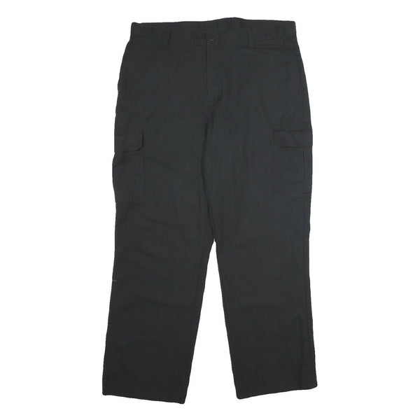 DICKIES Mens Regular Black Cargo Trousers W36 L32 Polyester Blend Zip Closure