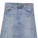 7 FOR ALL MANKIND Womens Blue Denim Denim Midi Skirt M Casual Stylish Cotton