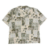 BRIGGS Womens Beige & Green Printed Shirt Short Sleeve Collared UK 14 Polyester
