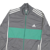 ADIDAS Mens Grey & Green Track Jacket XL Polyester Blend Plain Zip Casual
