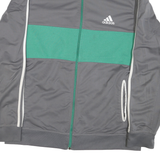 ADIDAS Mens Grey & Green Track Jacket XL Polyester Blend Plain Zip Casual