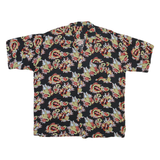 Mens Black Hawaiian Style Cotton Blend Shirt 2XL Printed Summer Beachwear
