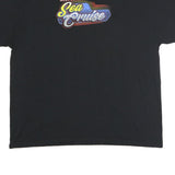 Mens Black Sea Cruise Graphic T-Shirt 2XL Short Sleeve Crew Neck Car Print