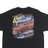 Mens Black Sea Cruise Graphic T-Shirt 2XL Short Sleeve Crew Neck Car Print