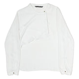 ZARA Womens White Basic Long Sleeve Crew Neck Plain Top M Elegant