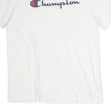 CHAMPION Mens White Cotton Graphic T-Shirt L Short Sleeve Crew Neck Logo