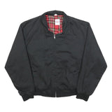 Mens Black Cotton Blend Bomber Jacket S Plain Zip Casual Lightweight Outerwear