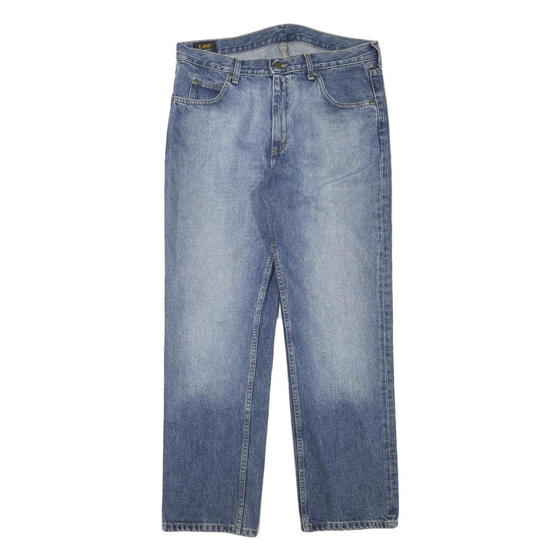 LEE Mens Regular Fit Blue Denim Light Wash Jeans W34 L30 Classic Cotton Blend