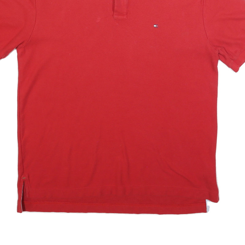TOMMY HILFIGER Mens Red Polo Shirt L Cotton Blend Short Sleeve Basic Casual