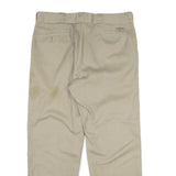 DICKIES Mens Cotton Beige Regular Fit Straight Leg Trousers W36 L29 Workwear