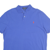 POLO RALPH LAUREN Mens Blue Short Sleeve Embroidered Logo L Polo Shirt Casual