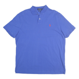 POLO RALPH LAUREN Mens Blue Short Sleeve Embroidered Logo L Polo Shirt Casual