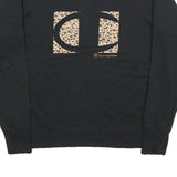 CHAMPION Womens Black Sweatshirt XL Cotton Round Neck Leopard Print Logo
