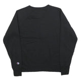 CHAMPION Womens Black Sweatshirt XL Cotton Round Neck Leopard Print Logo