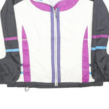 SIGNATURE Womens White Black Purple Colourblock Zip Jacket L Polyester Blend