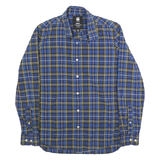 G-STAR Mens Blue & Yellow Check Shirt L Cotton Blend Casual Long Sleeve Button