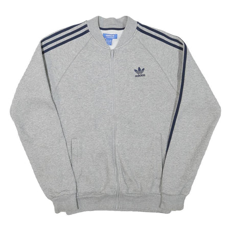 ADIDAS Mens Grey & Navy Casual Zip Jacket M Cotton Blend Plain Lightweight