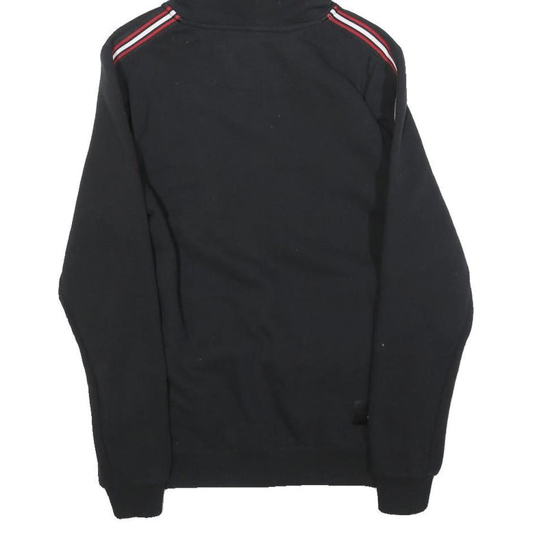 NFND Mens Black Zip Up Hoodie XS Gold Logo Striped Sleeve Cotton Blend