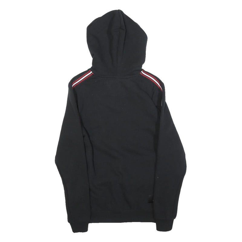 NFND Mens Black Zip Up Hoodie XS Gold Logo Striped Sleeve Cotton Blend