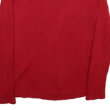 TOMMY HILFIGER Womens Red Cable Knit V-Neck Jumper L Cotton Blend Stylish