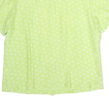 VALENTINE Womens Green Printed Button Short Sleeve V-Neck Top M Lightweight