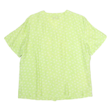 VALENTINE Womens Green Printed Button Short Sleeve V-Neck Top M Lightweight