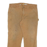 CARHARTT Mens Cotton Blend Beige Relaxed W40 L30 Workwear Trousers Zip Closure