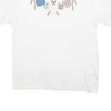 ONEITA Womens White Graphic T-Shirt XL Short Sleeve Crew Neck Hearts Print