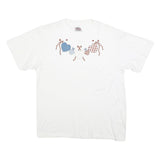 ONEITA Womens White Graphic T-Shirt XL Short Sleeve Crew Neck Hearts Print