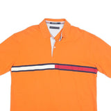 TOMMY HILFIGER Mens Orange Red & White Stripe Short Sleeve Polo Shirt XL Cotton
