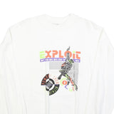 EXPRESS WEAR Mens White Freestyle Graphic Crew Neck M Cotton Blend Sweatshirt