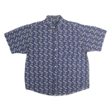 CLUB ROOM Mens Blue Pattern Cotton Shirt XL Short Sleeve Casual Summer