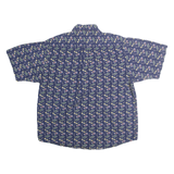 CLUB ROOM Mens Blue Pattern Cotton Shirt XL Short Sleeve Casual Summer