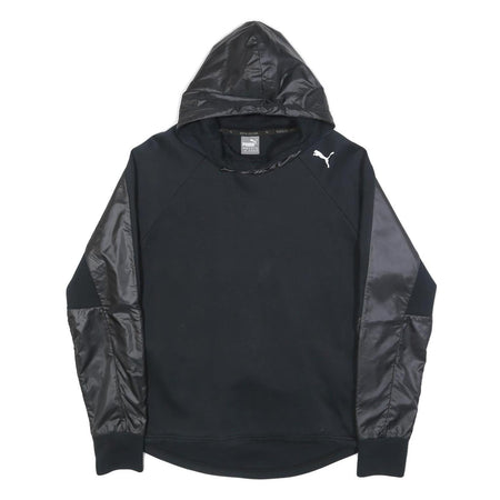 PUMA Womens Black Hoodie UK 14 Cotton Blend Pullover Sportswear Sweatshirt